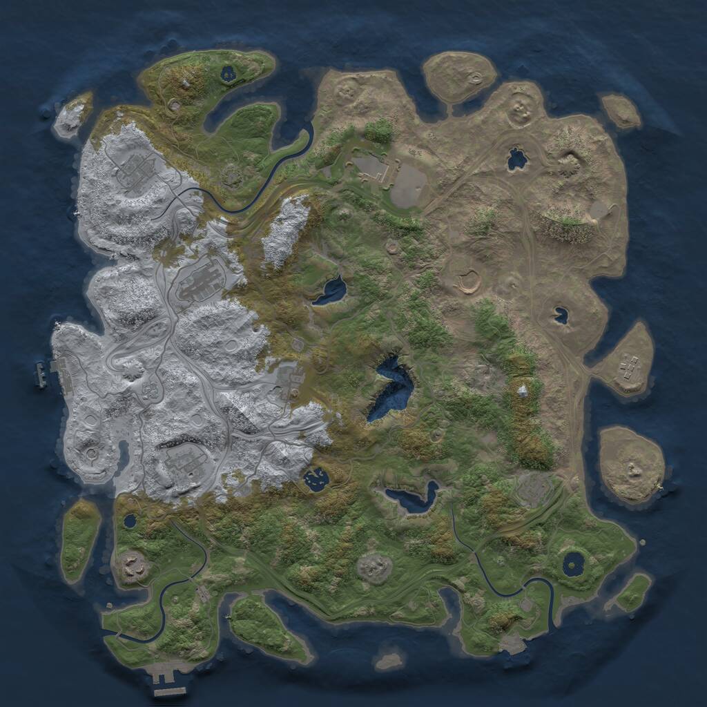 Rust Map: Procedural Map, Size: 4500, Seed: 1424680047, 16 Monuments