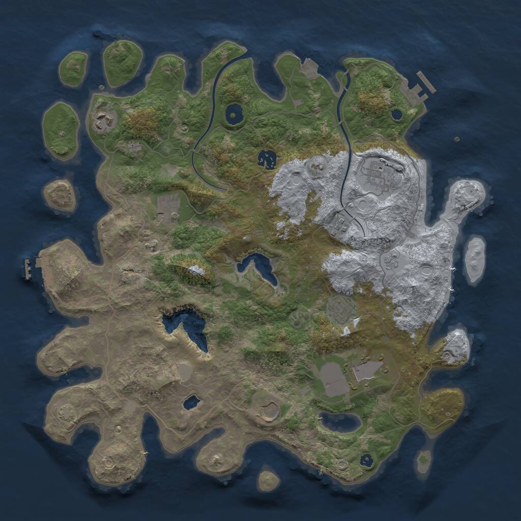 Rust Map: Procedural Map, Size: 4000, Seed: 556684018, 13 Monuments