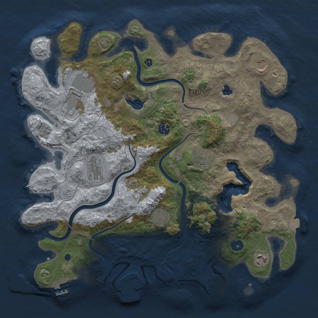 Rust Map: Procedural Map, Size: 4000, Seed: 543033080, 14 Monuments