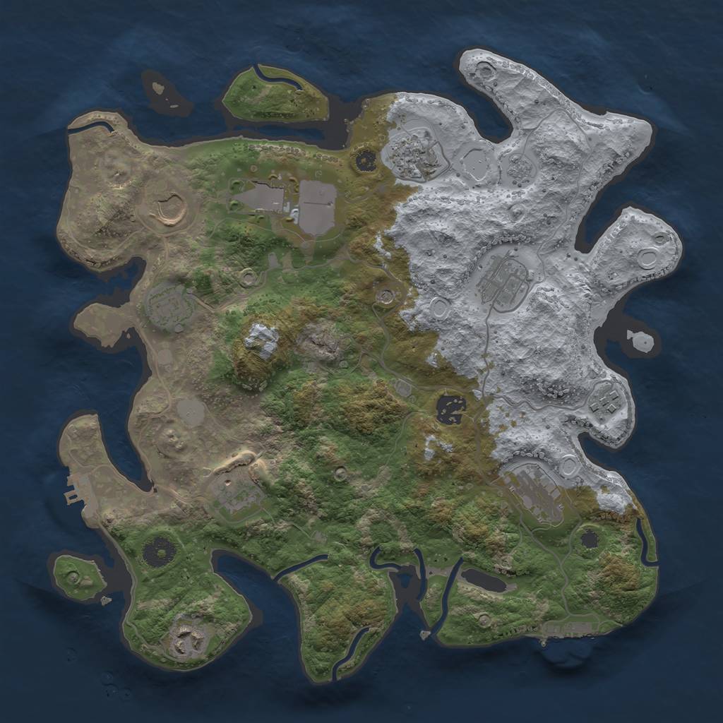 Rust Map: Procedural Map, Size: 3500, Seed: 1582102653, 19 Monuments