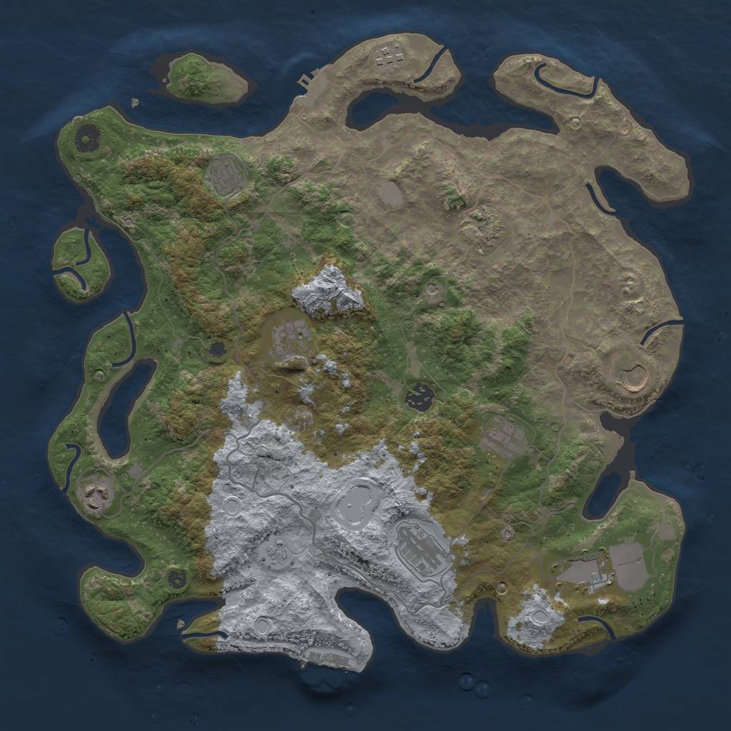 Rust Map: Procedural Map, Size: 4000, Seed: 1118876628, 19 Monuments