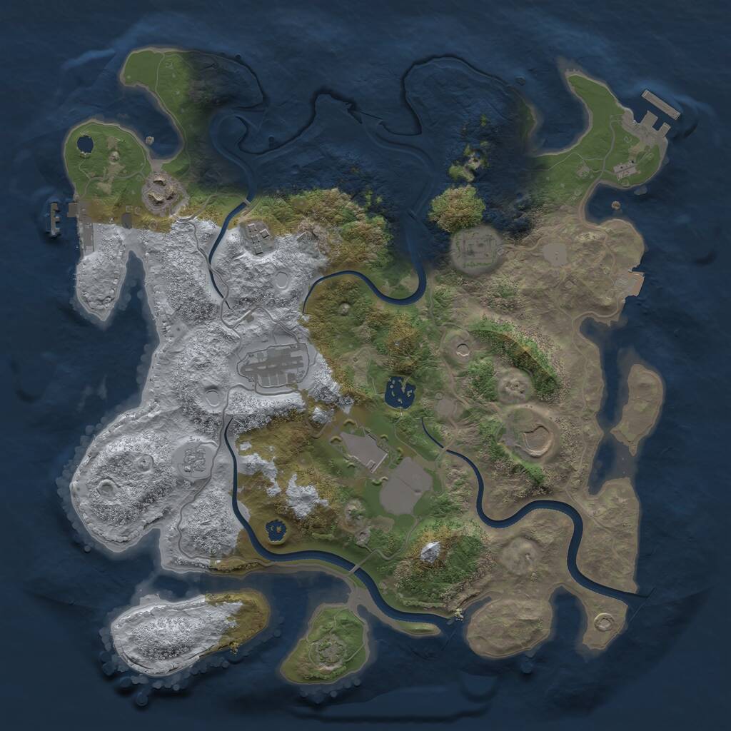 Rust Map: Procedural Map, Size: 3500, Seed: 1699774389, 13 Monuments
