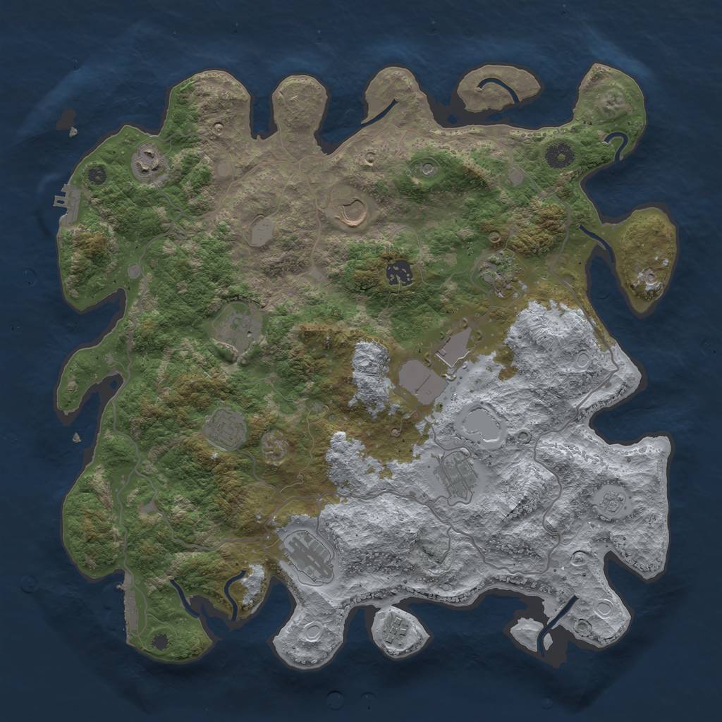 Rust Map: Procedural Map, Size: 4000, Seed: 34567899, 19 Monuments