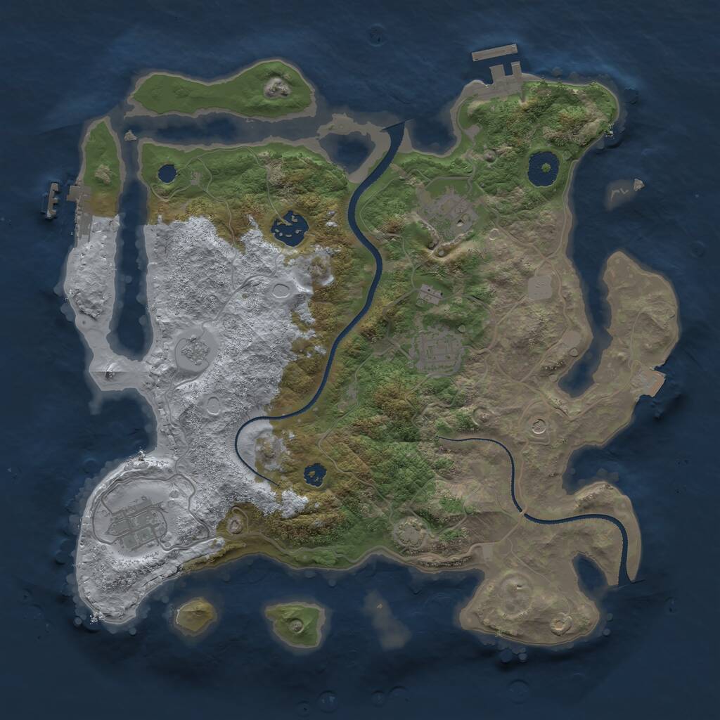 Rust Map: Procedural Map, Size: 3200, Seed: 381339169, 10 Monuments