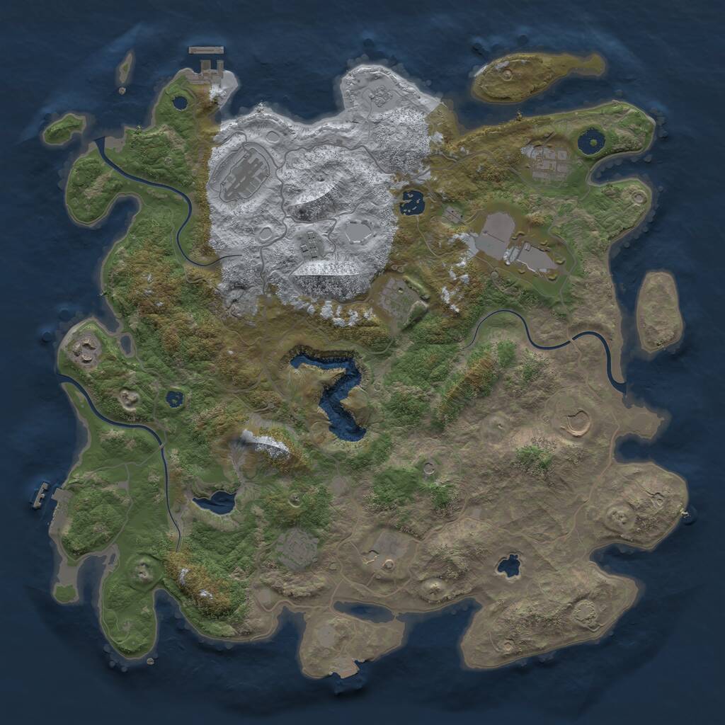 Rust Map: Procedural Map, Size: 4200, Seed: 1054859419, 16 Monuments