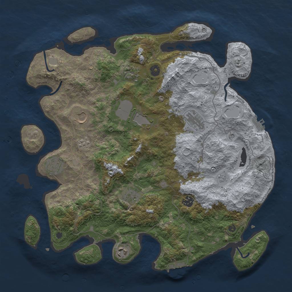 Rust Map: Procedural Map, Size: 4000, Seed: 23123874, 18 Monuments