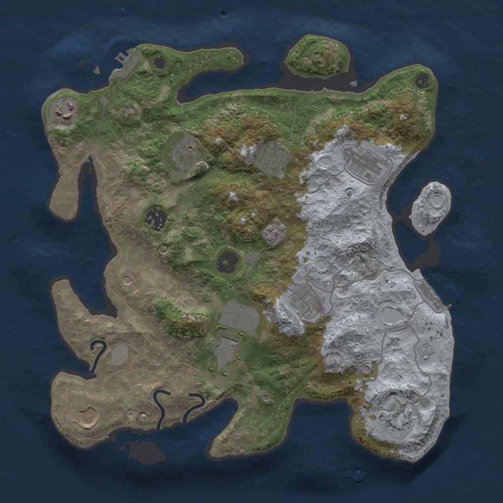 Rust Map: Procedural Map, Size: 3500, Seed: 857782056, 19 Monuments