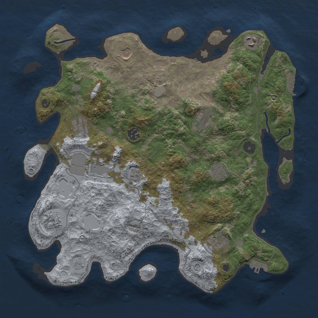 Rust Map: Procedural Map, Size: 3850, Seed: 1044965737, 19 Monuments