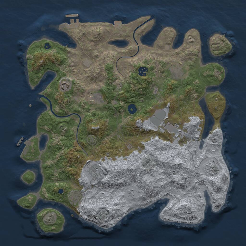 Rust Map: Procedural Map, Size: 3850, Seed: 1406145455, 15 Monuments