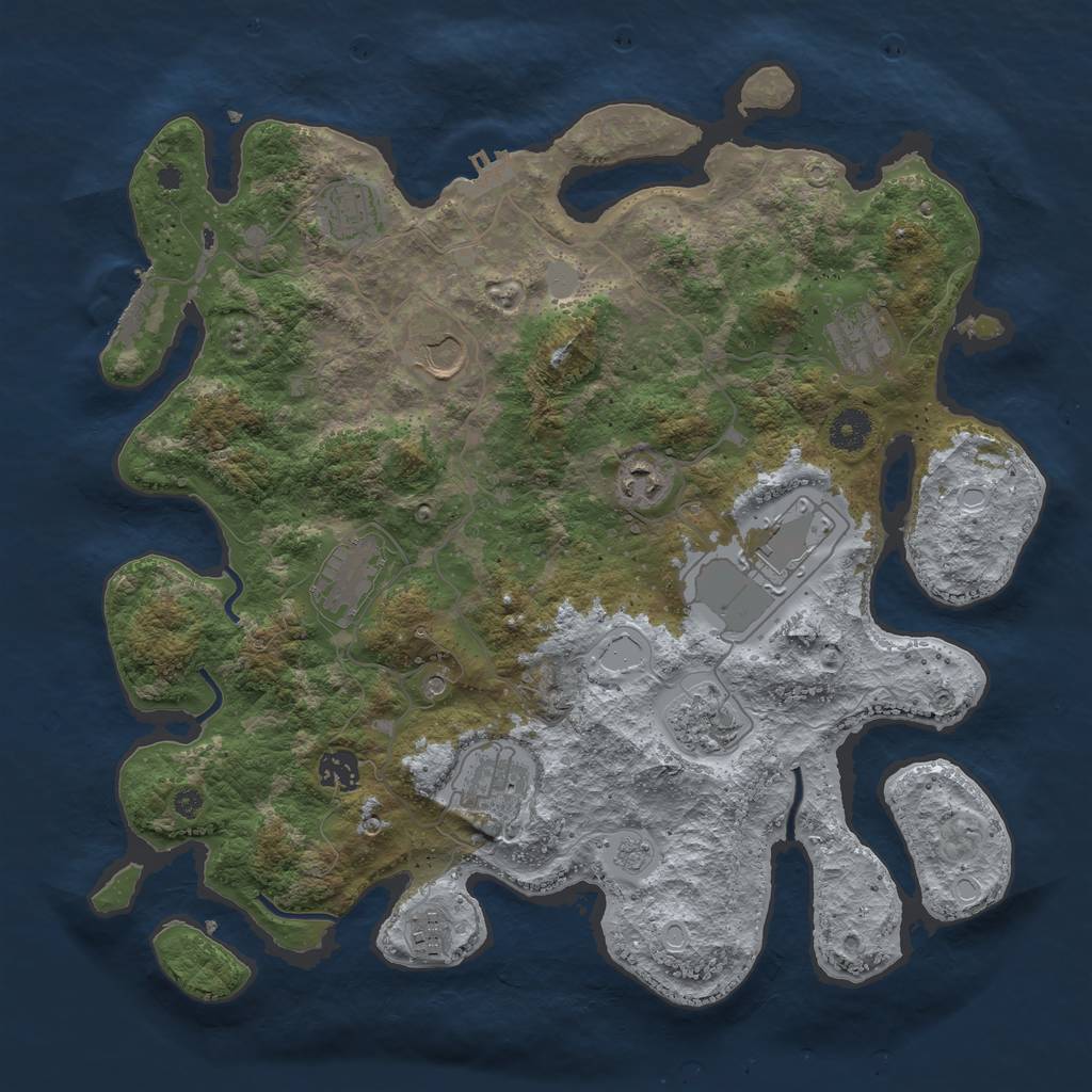 Rust Map: Procedural Map, Size: 3850, Seed: 135889, 19 Monuments