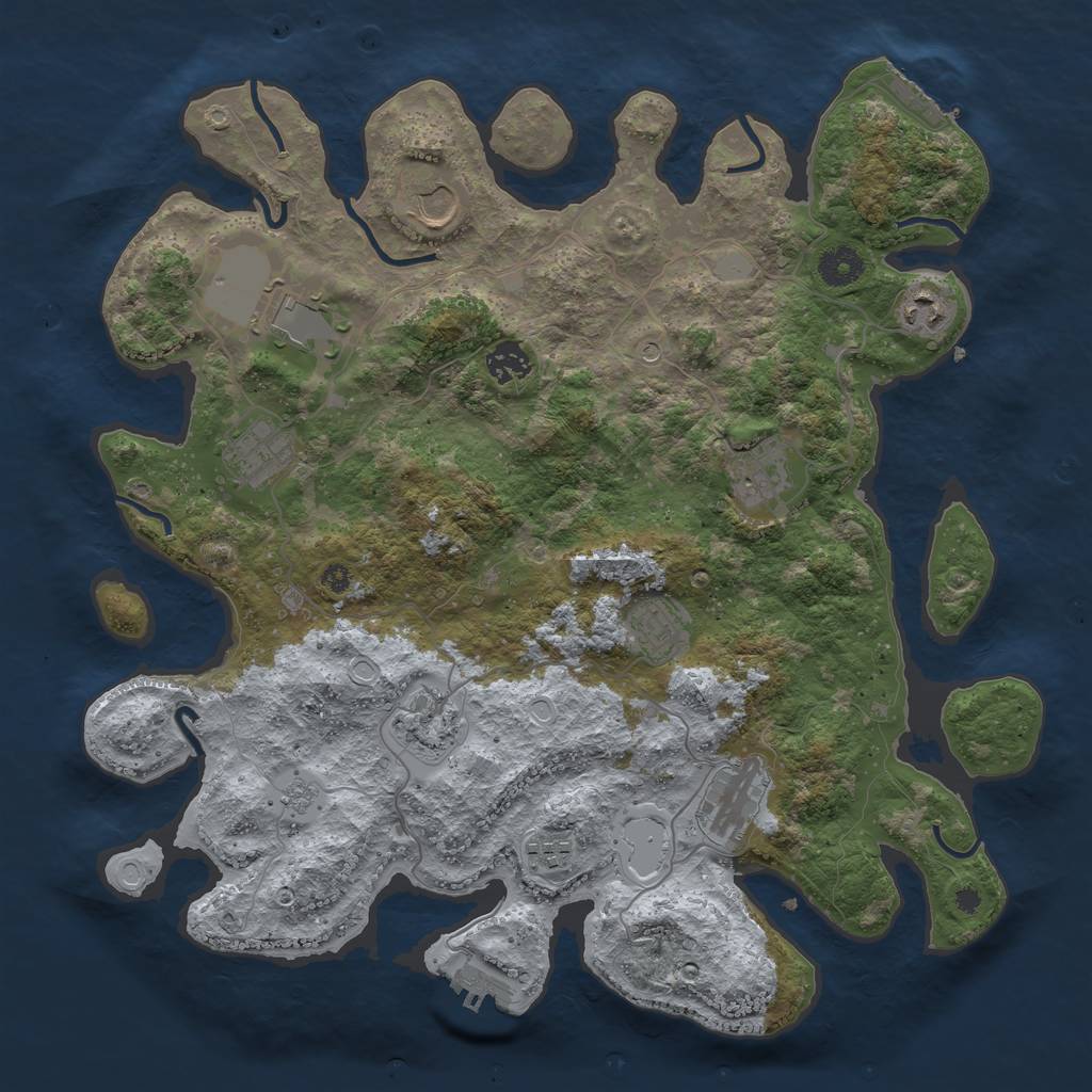 Rust Map: Procedural Map, Size: 3850, Seed: 1565526644, 19 Monuments
