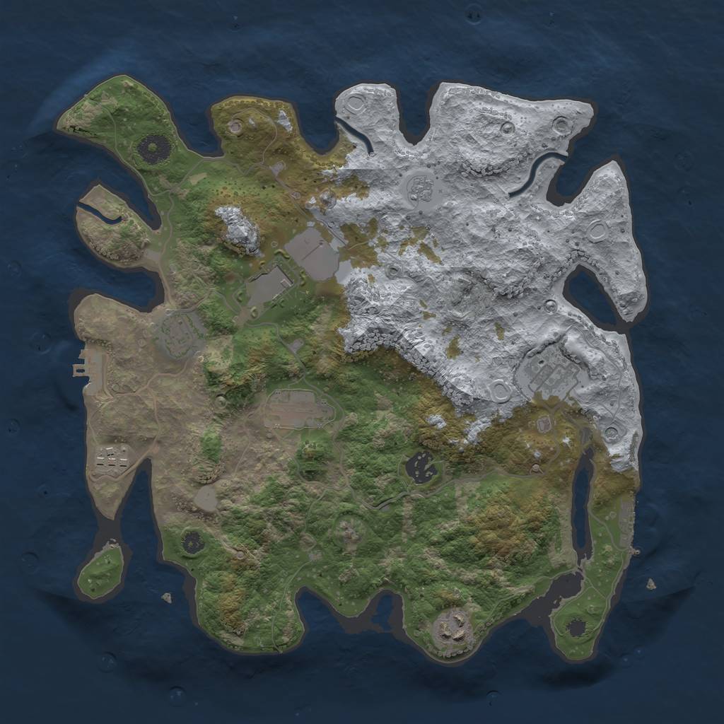 Rust Map: Procedural Map, Size: 3500, Seed: 1078191862, 16 Monuments