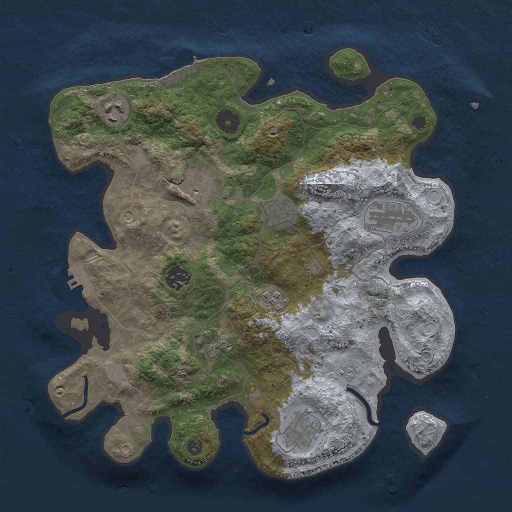 Rust Map: Procedural Map, Size: 3341, Seed: 6542, 17 Monuments