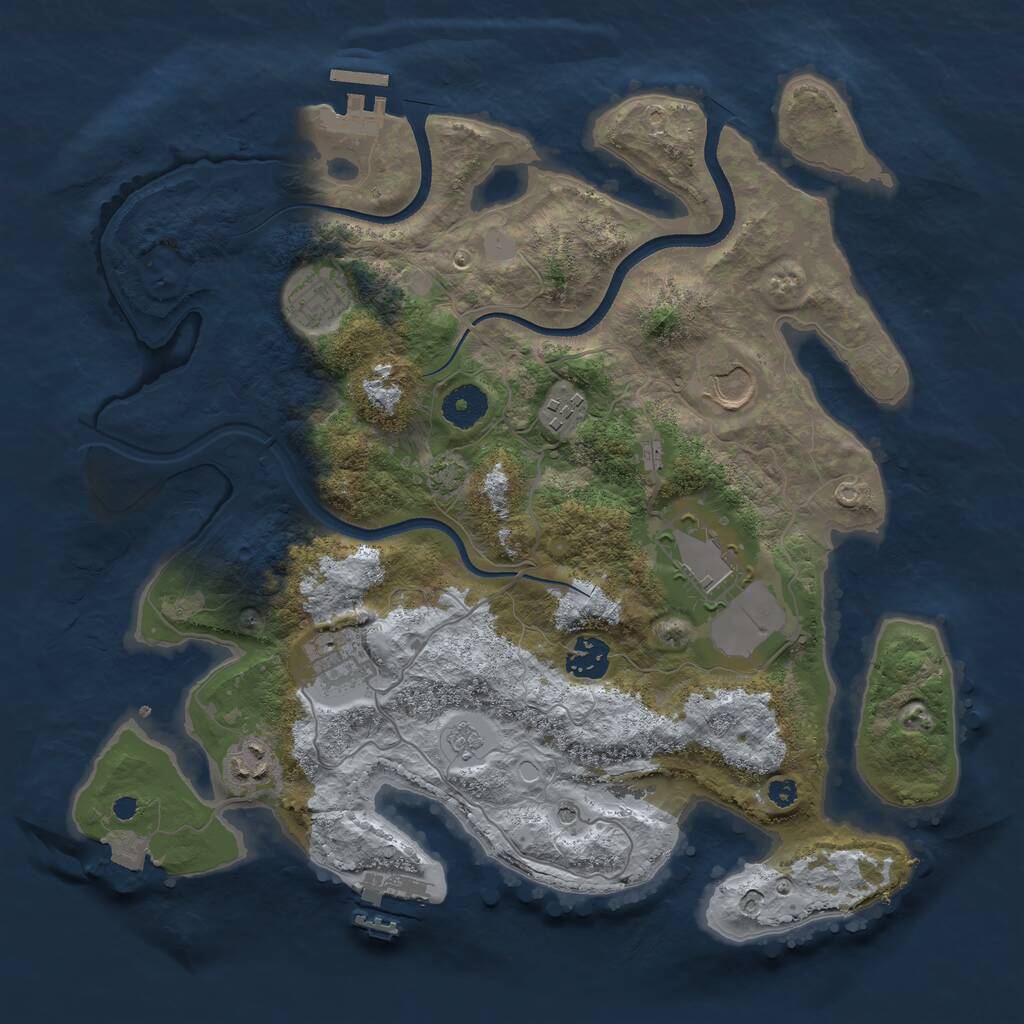 Rust Map: Procedural Map, Size: 3550, Seed: 48622840, 13 Monuments