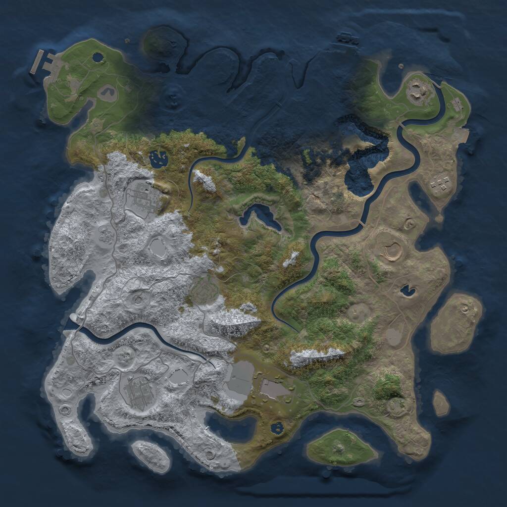 Rust Map: Procedural Map, Size: 4000, Seed: 234234234, 14 Monuments