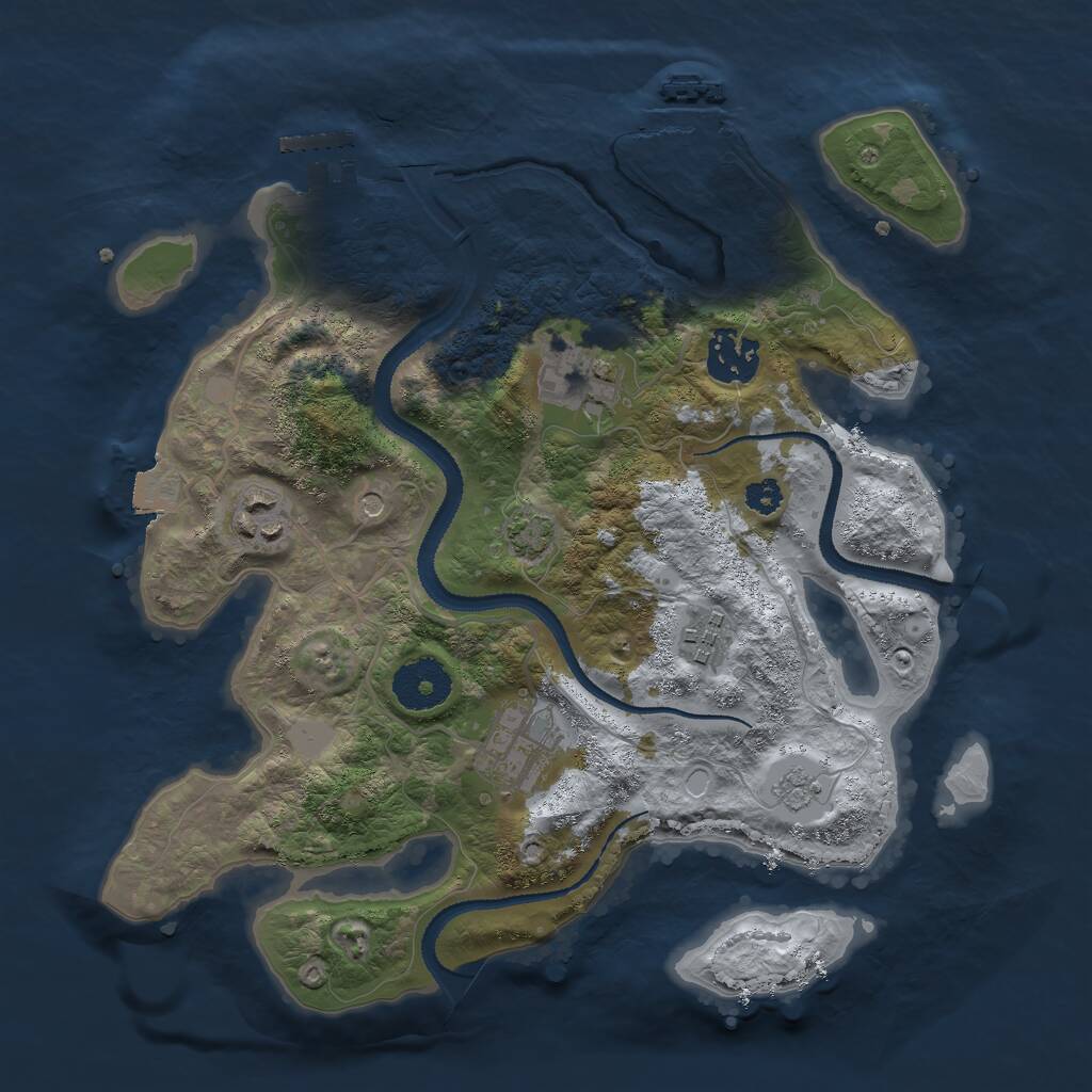 Rust Map: Procedural Map, Size: 3000, Seed: 24437, 11 Monuments