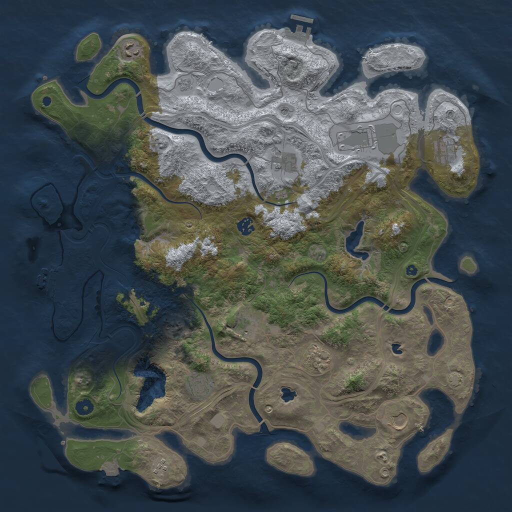 Rust Map: Procedural Map, Size: 4500, Seed: 1398570763, 16 Monuments