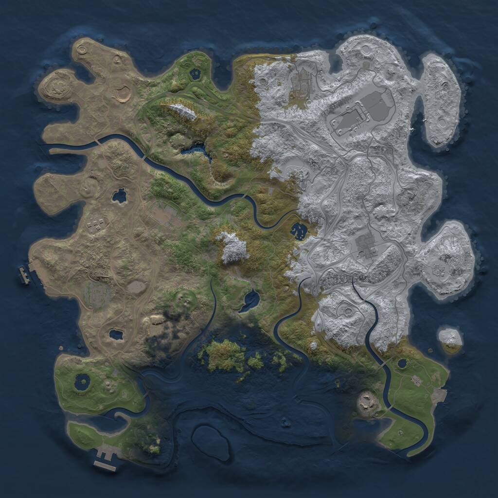 Rust Map: Procedural Map, Size: 4500, Seed: 12543, 17 Monuments
