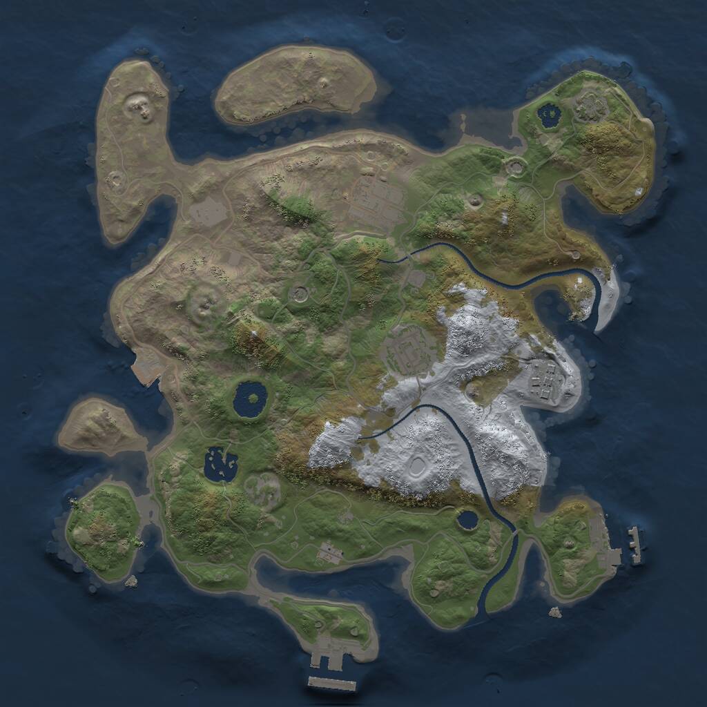Rust Map: Procedural Map, Size: 3000, Seed: 953062618, 9 Monuments