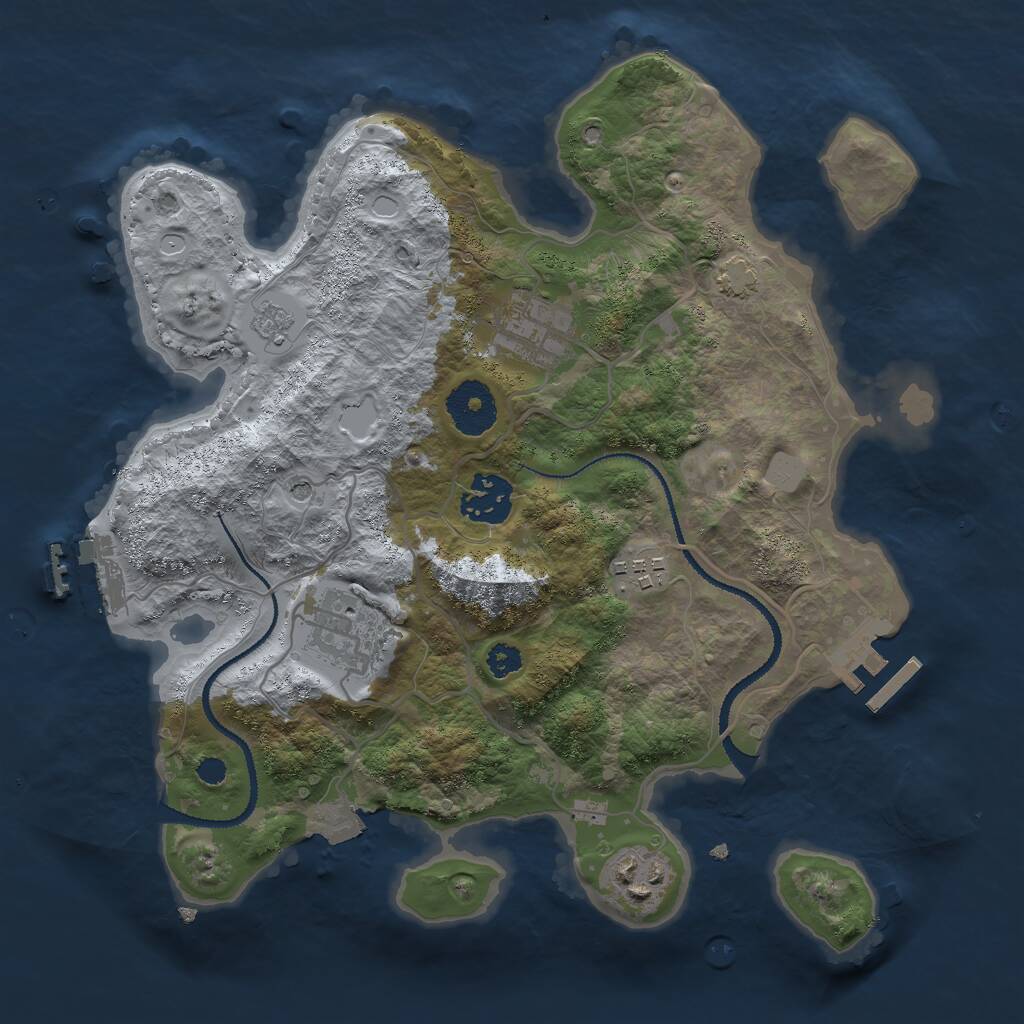 Rust Map: Procedural Map, Size: 3000, Seed: 2126445187, 11 Monuments