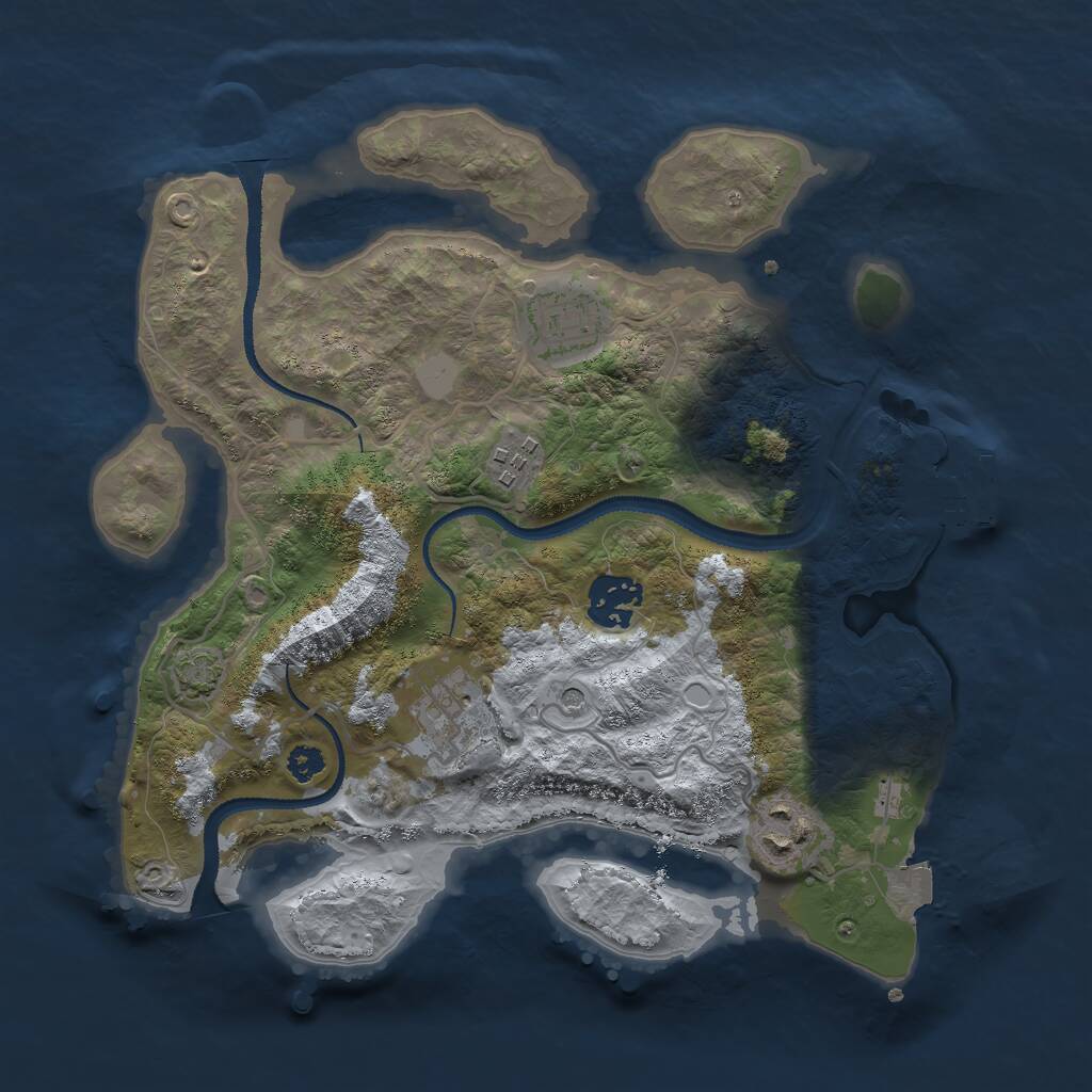 Rust Map: Procedural Map, Size: 3000, Seed: 9645, 9 Monuments