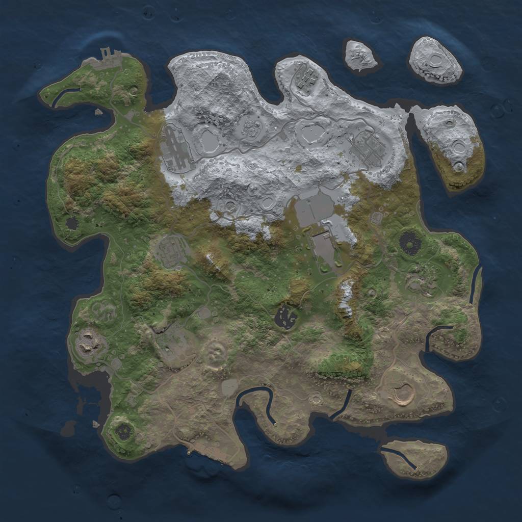 Rust Map: Procedural Map, Size: 3500, Seed: 65732172, 19 Monuments