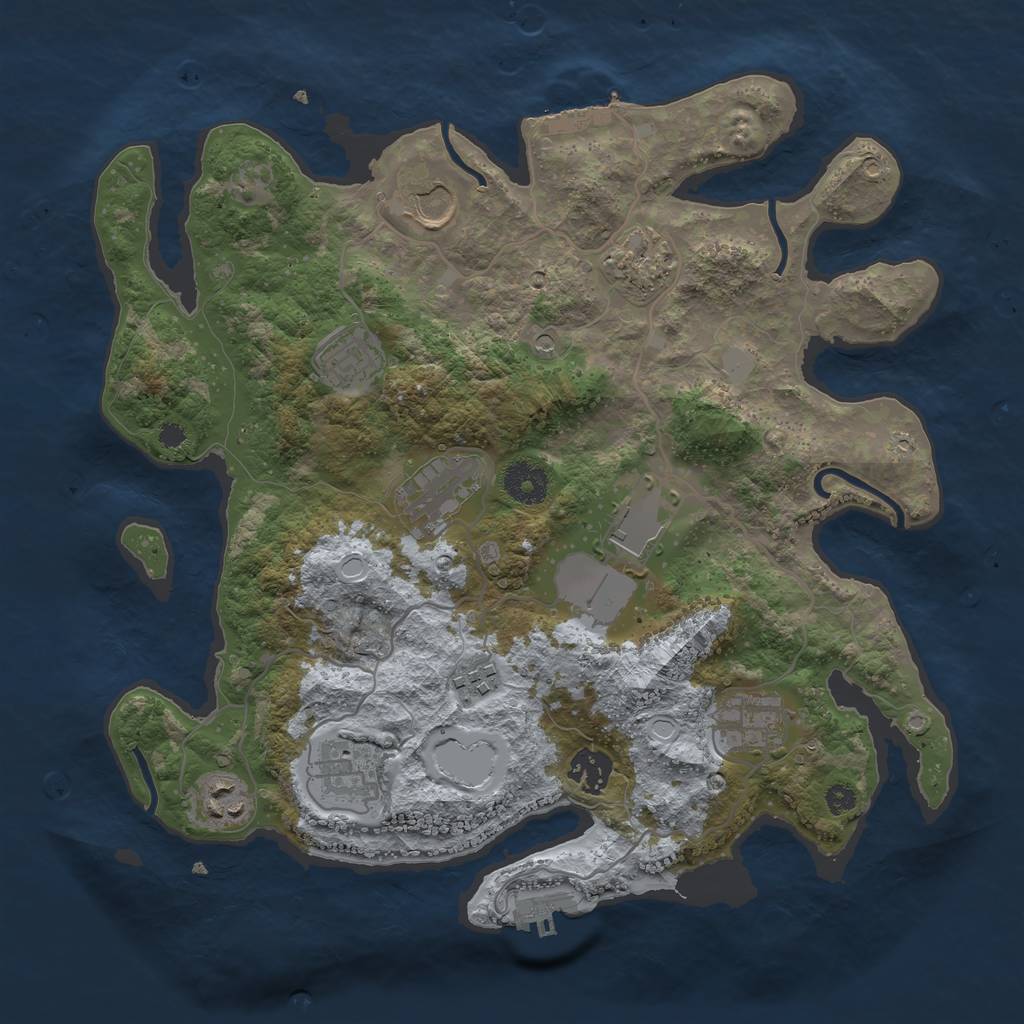 Rust Map: Procedural Map, Size: 3500, Seed: 12369874, 18 Monuments