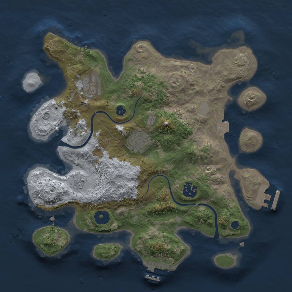 Rust Map: Procedural Map, Size: 3000, Seed: 1283110172, 8 Monuments