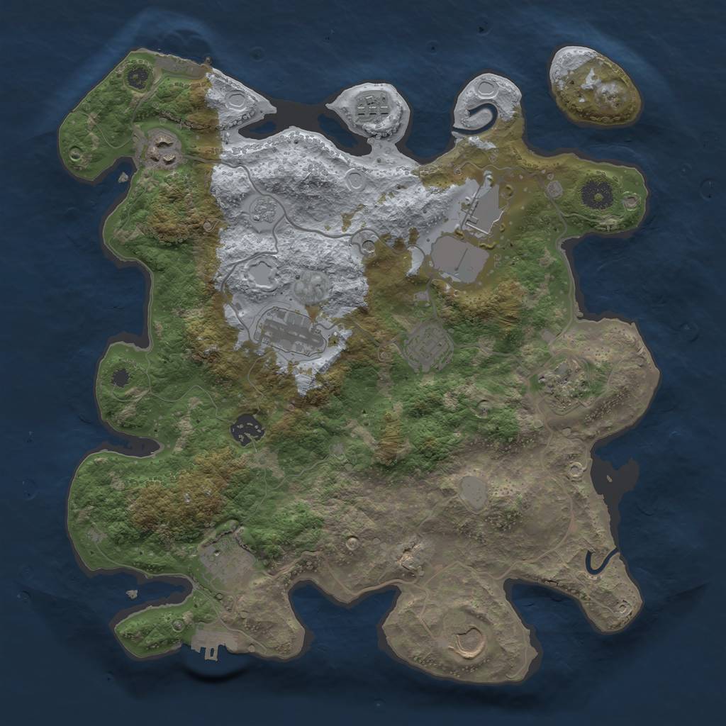 Rust Map: Procedural Map, Size: 3500, Seed: 2054189848, 18 Monuments