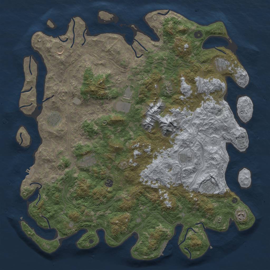 Rust Map: Procedural Map, Size: 5000, Seed: 919066, 20 Monuments
