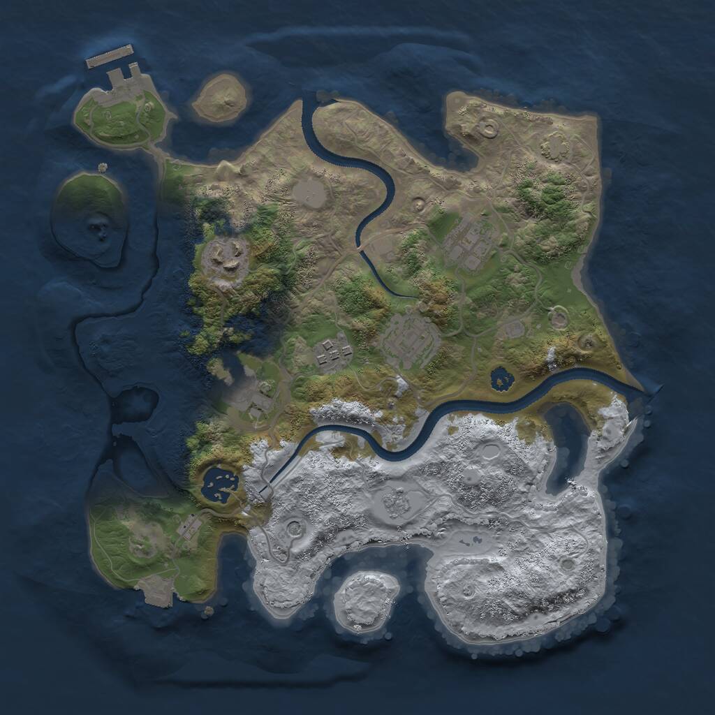 Rust Map: Procedural Map, Size: 3000, Seed: 565915925, 11 Monuments