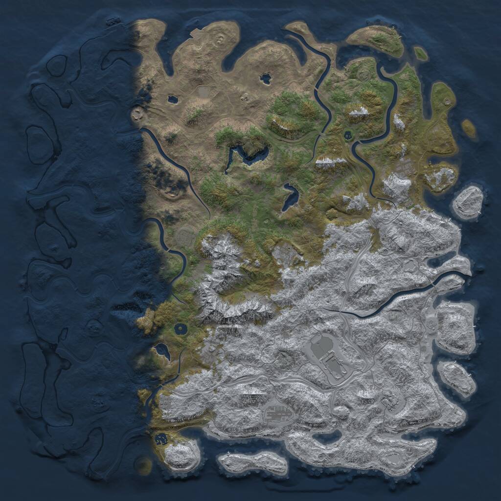 Rust Map: Procedural Map, Size: 6000, Seed: 449468821, 17 Monuments