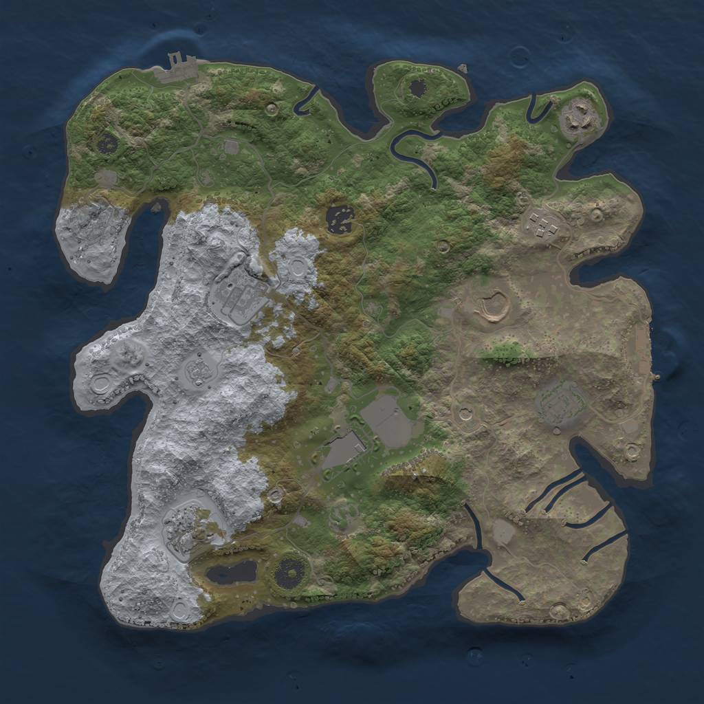 Rust Map: Procedural Map, Size: 3500, Seed: 489705606, 17 Monuments