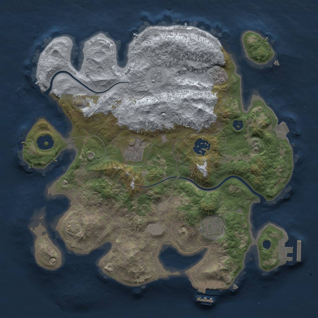 Rust Map: Procedural Map, Size: 3000, Seed: 346732763, 9 Monuments