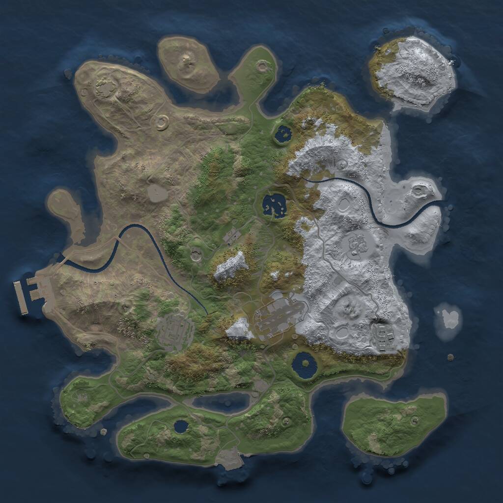Rust Map: Procedural Map, Size: 3000, Seed: 3208657, 9 Monuments
