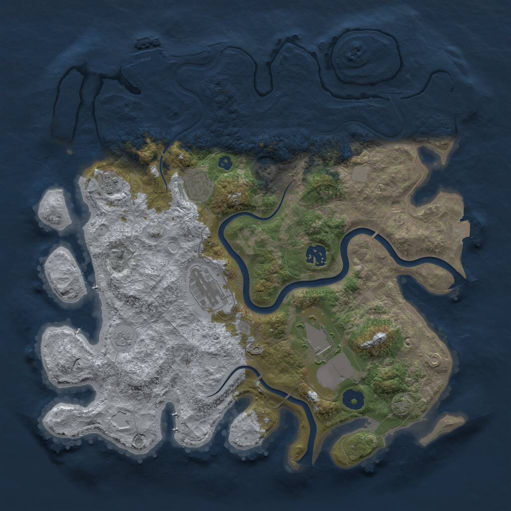 Rust Map: Procedural Map, Size: 3600, Seed: 258737476, 10 Monuments