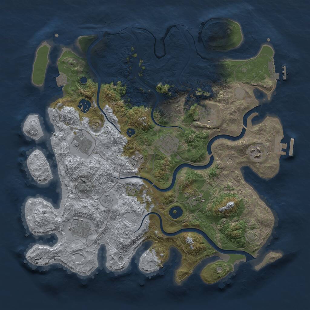 Rust Map: Procedural Map, Size: 3600, Seed: 258737476, 14 Monuments