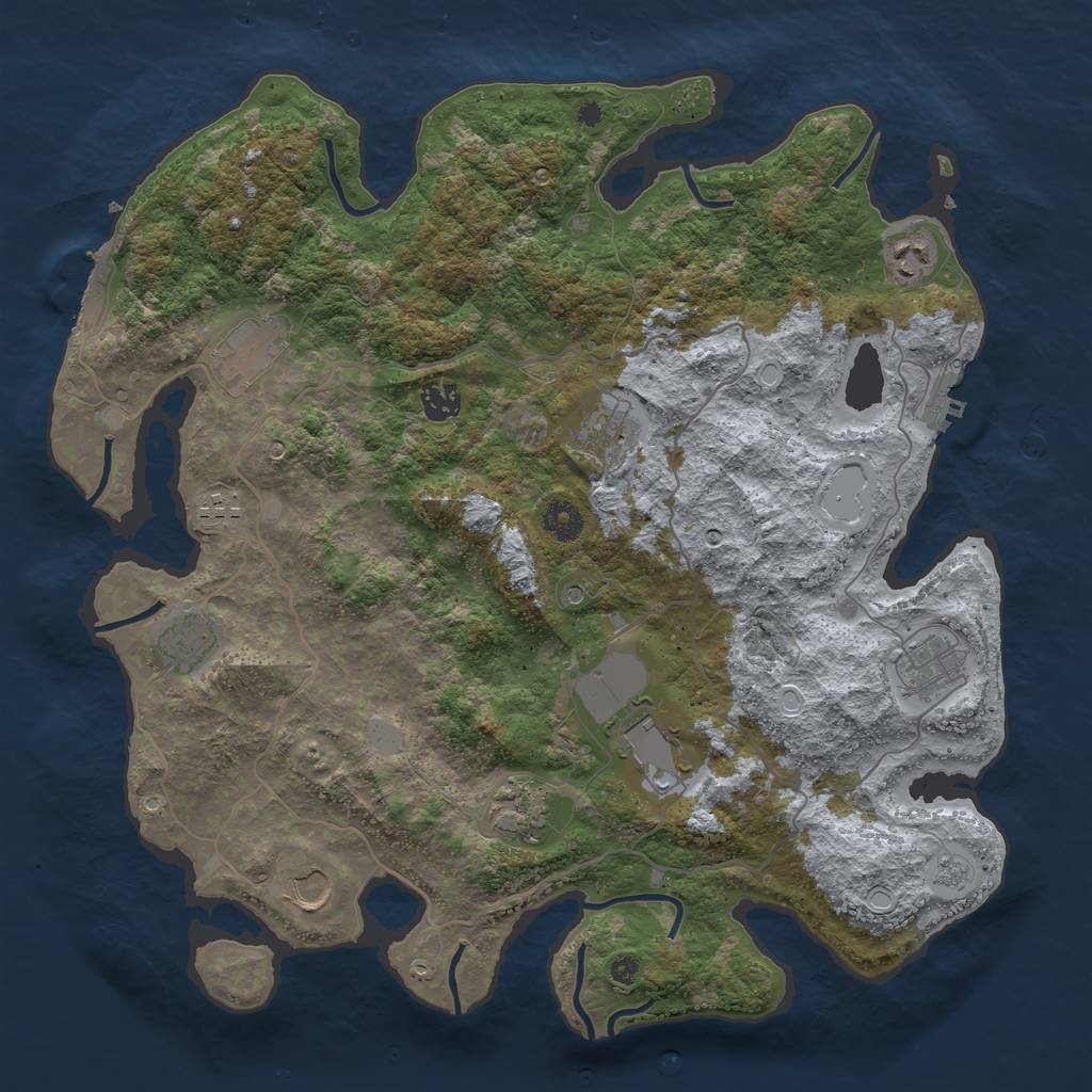 Rust Map: Procedural Map, Size: 4000, Seed: 55286543, 19 Monuments