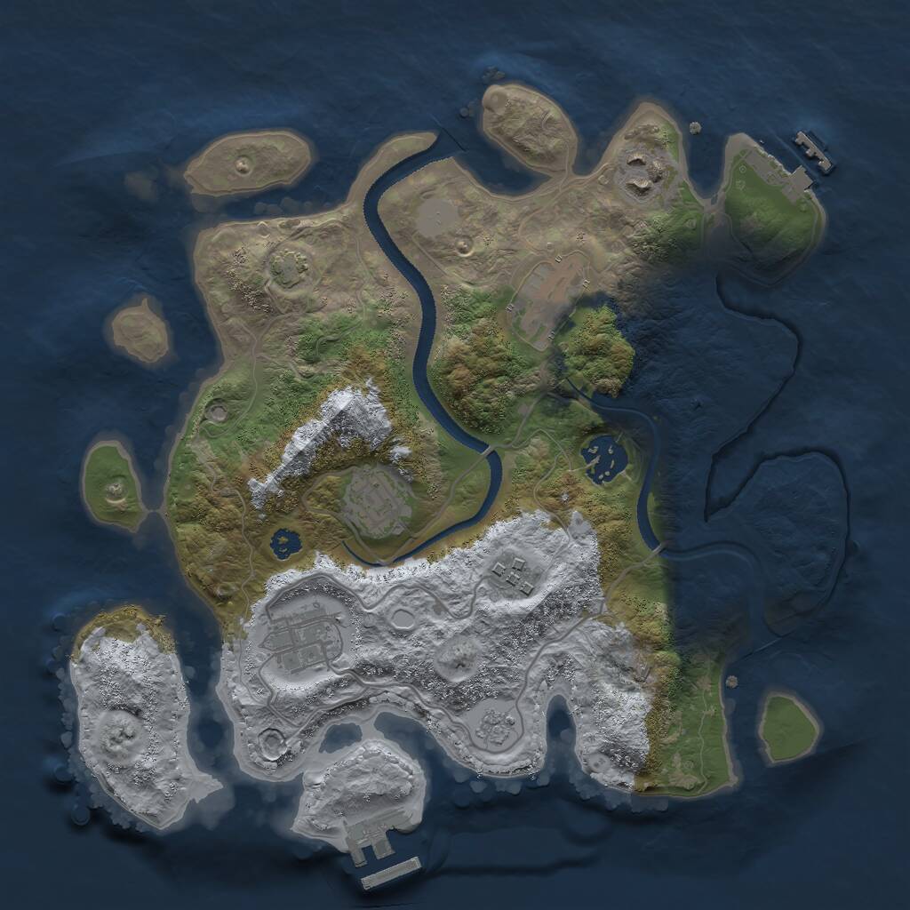 Rust Map: Procedural Map, Size: 3000, Seed: 673, 11 Monuments