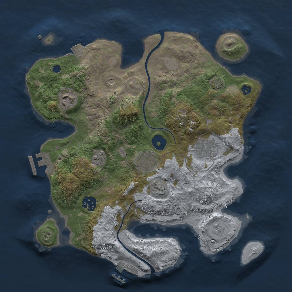 Rust Map: Procedural Map, Size: 3000, Seed: 5867, 11 Monuments