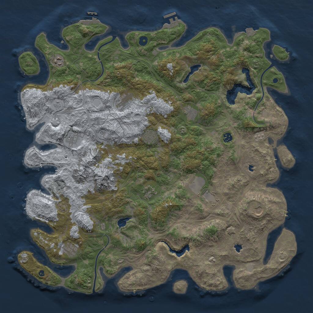 Rust Map: Procedural Map, Size: 5000, Seed: 243890664, 17 Monuments