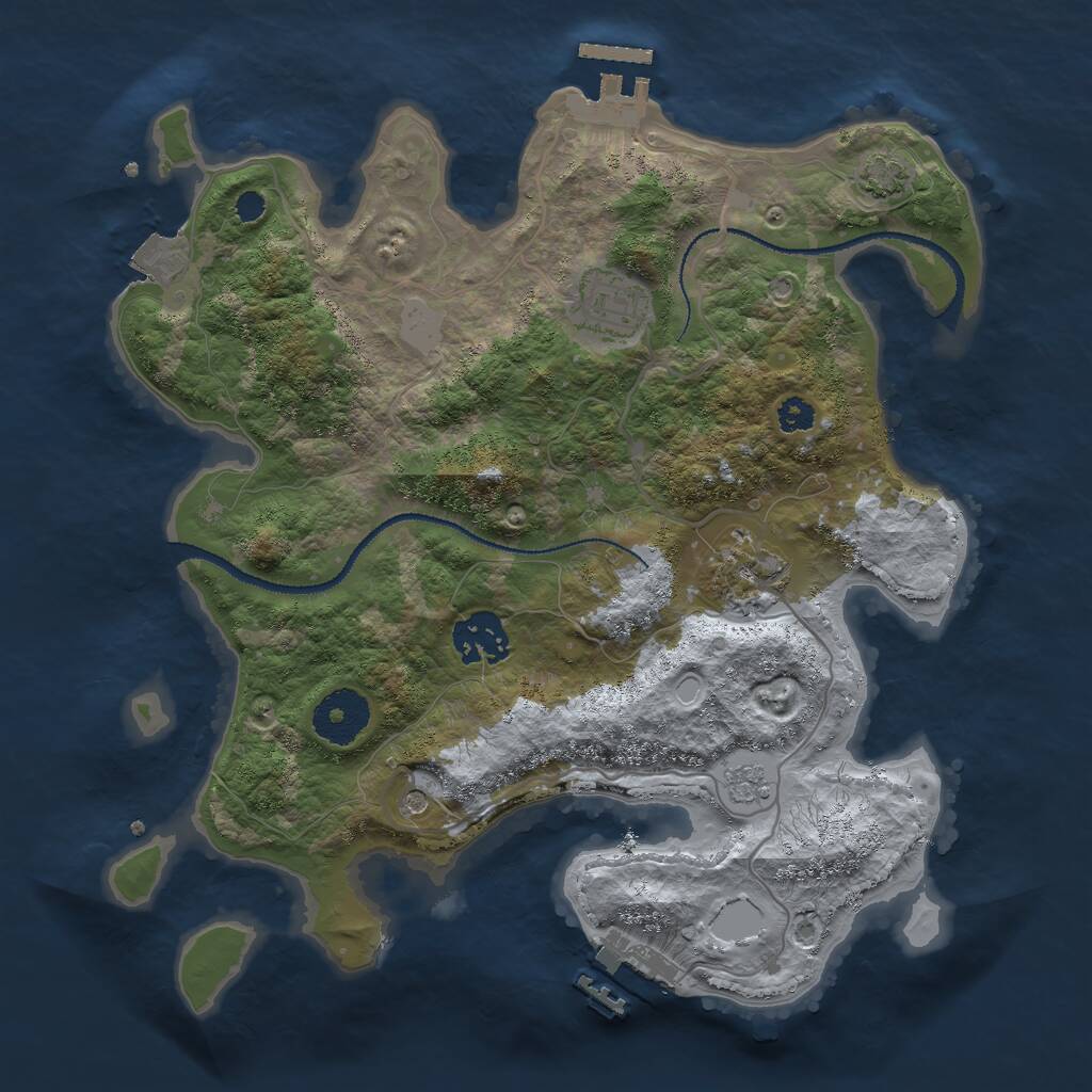 Rust Map: Procedural Map, Size: 3000, Seed: 90978582, 9 Monuments