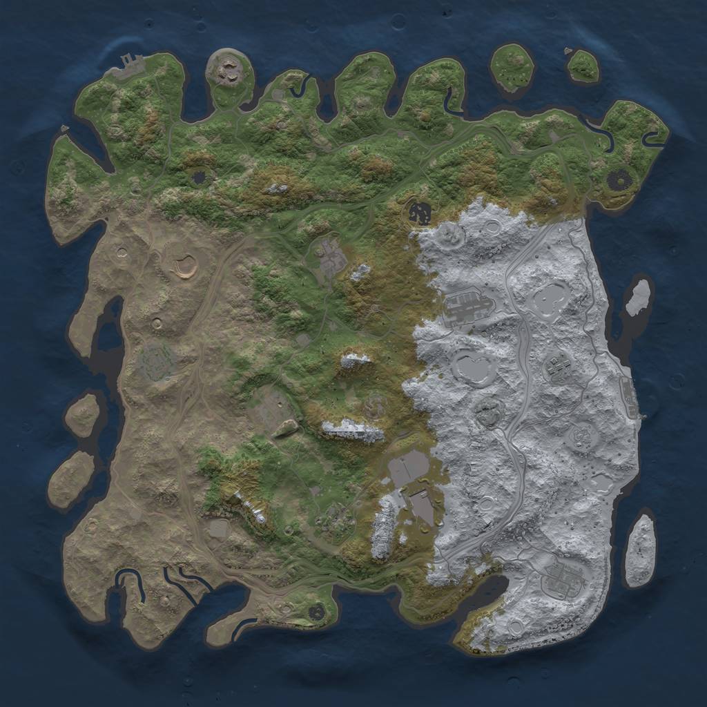 Rust Map: Procedural Map, Size: 4500, Seed: 23677, 20 Monuments