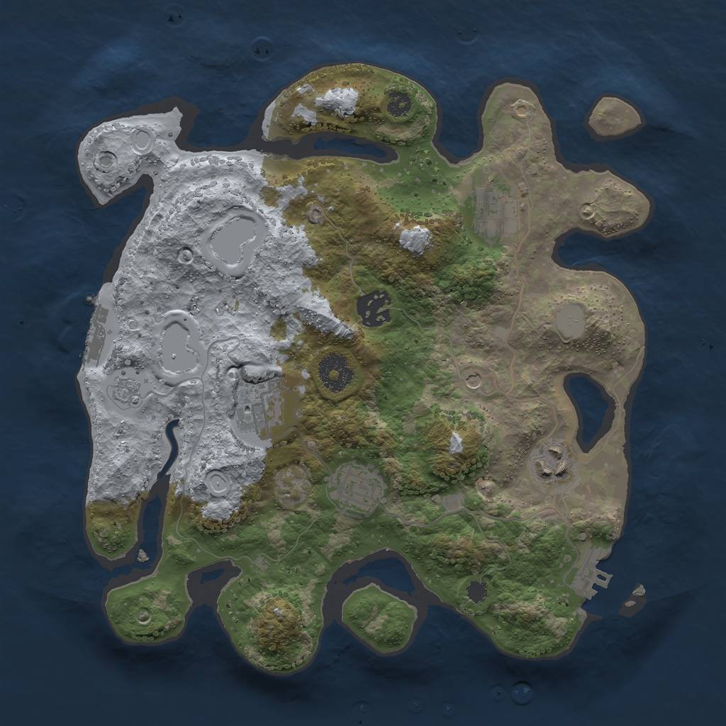 Rust Map: Procedural Map, Size: 3000, Seed: 1727460412, 14 Monuments