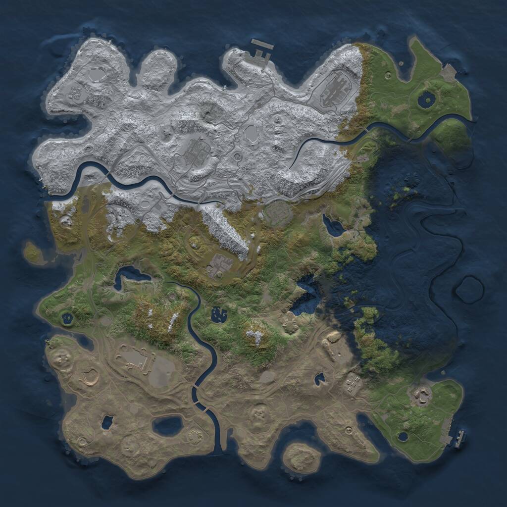 Rust Map: Procedural Map, Size: 4500, Seed: 476803108, 17 Monuments
