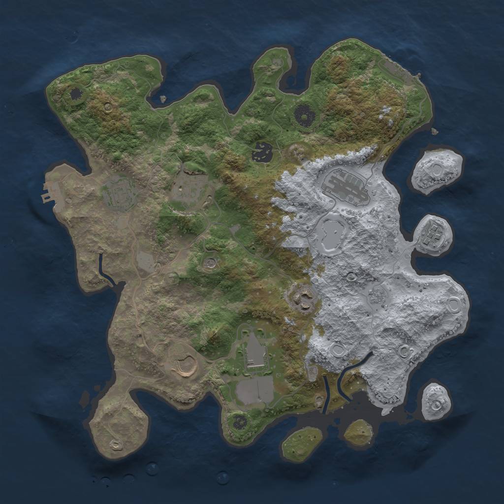 Rust Map: Procedural Map, Size: 3500, Seed: 1977, 17 Monuments