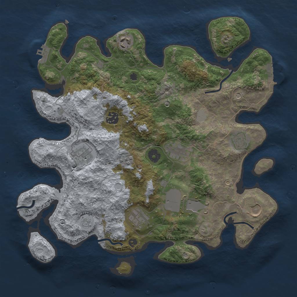 Rust Map: Procedural Map, Size: 3500, Seed: 695250, 18 Monuments
