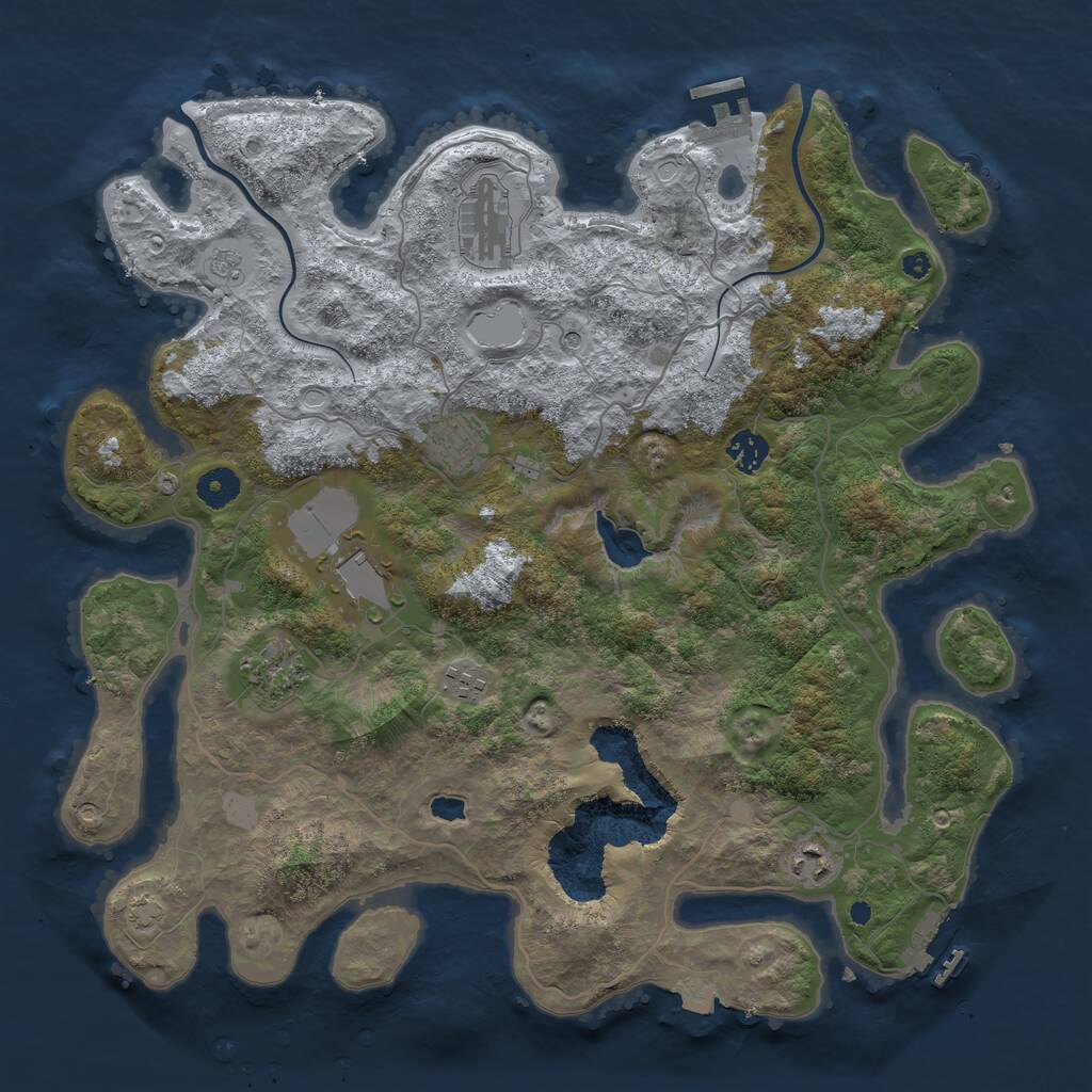 Rust Map: Procedural Map, Size: 4000, Seed: 18296, 13 Monuments