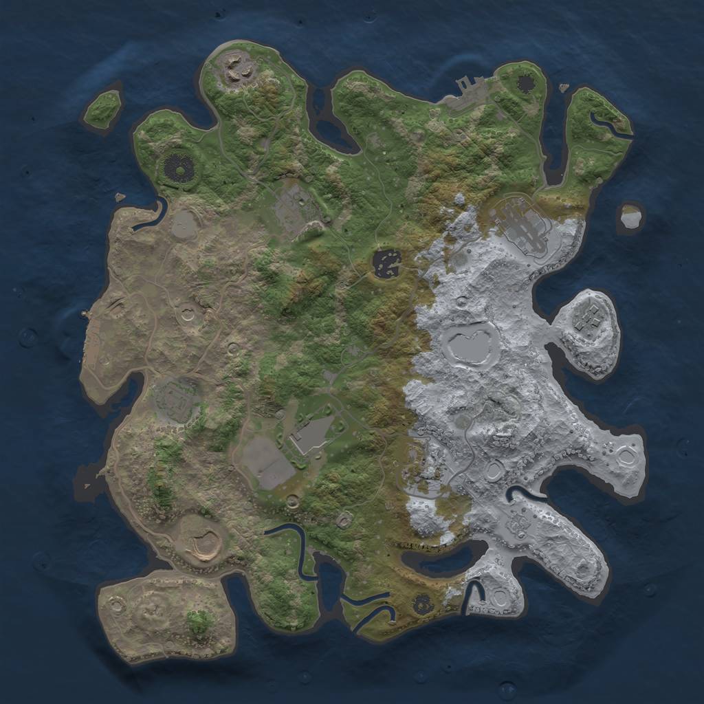Rust Map: Procedural Map, Size: 3500, Seed: 82459783, 18 Monuments