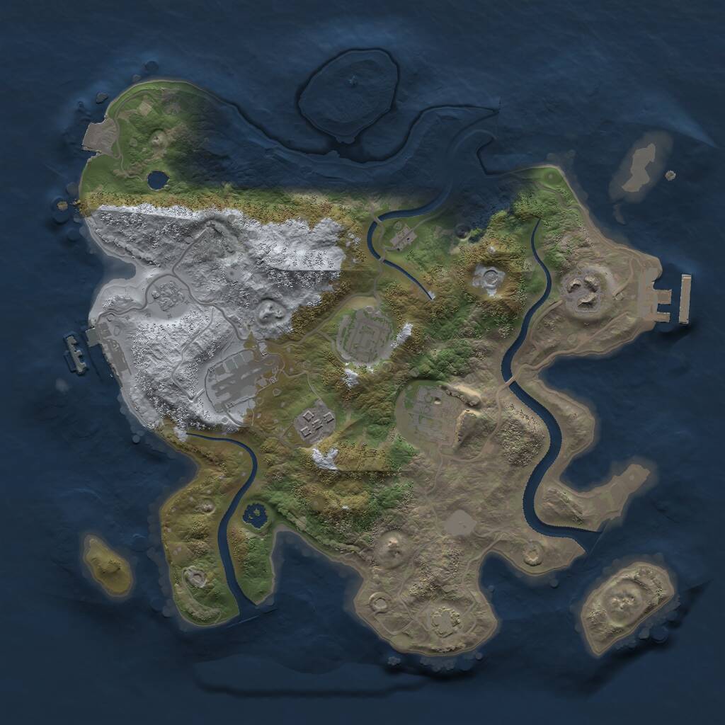 Rust Map: Procedural Map, Size: 3000, Seed: 474836, 11 Monuments